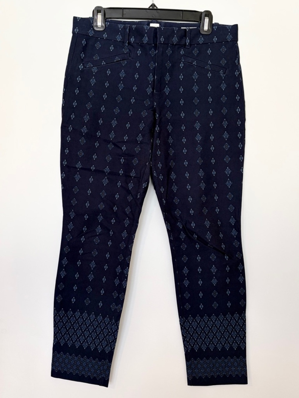 GAP Pixie Skinny Ankle Pants Blue Pattern Front Zip Size 8